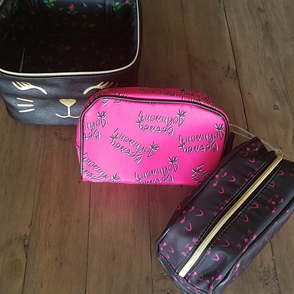 Nwt Betsey Johnson 3 piece cosmetic cat bag set - Picture 3 of 5